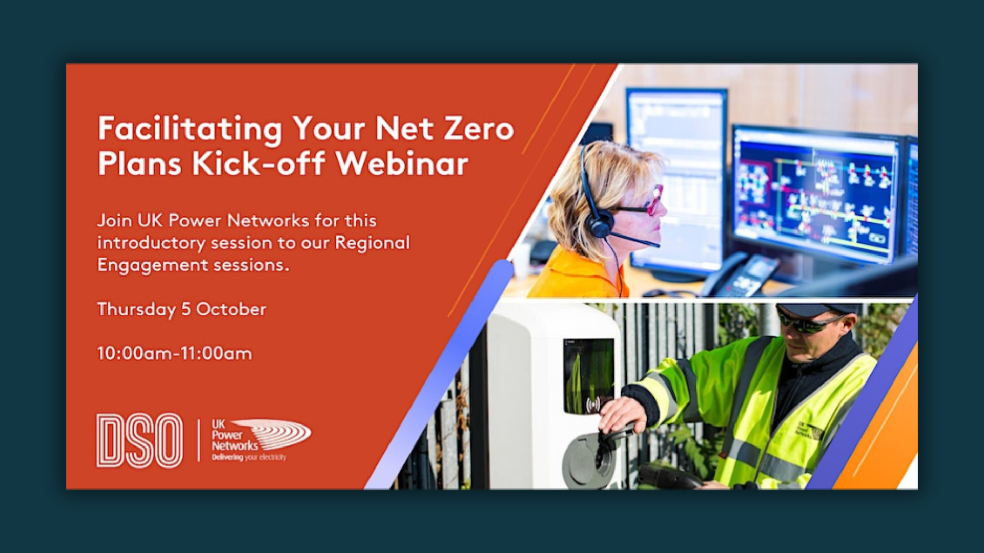 The social media event poster for UKPN: Net Zero Regional Engagement Webinar with UK100
