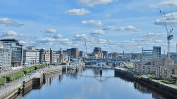 View over the River Clyde on a clear day in Glasgow