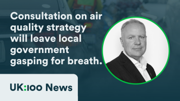 Graphic with article title reads: Consultation on air quality strategy will leave local government gasping for breath.
