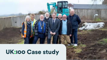 The West of England Metro Mayor Dan Norris meets with members of Radstock Town Council at the Southfield Recreation Ground to break ground on their bee-friendly community garden.