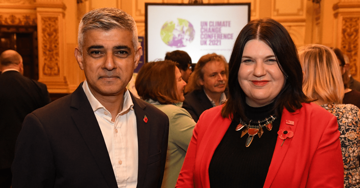 Mayor Sadiq Khan and Councillor Susan Aitken at UK100 event