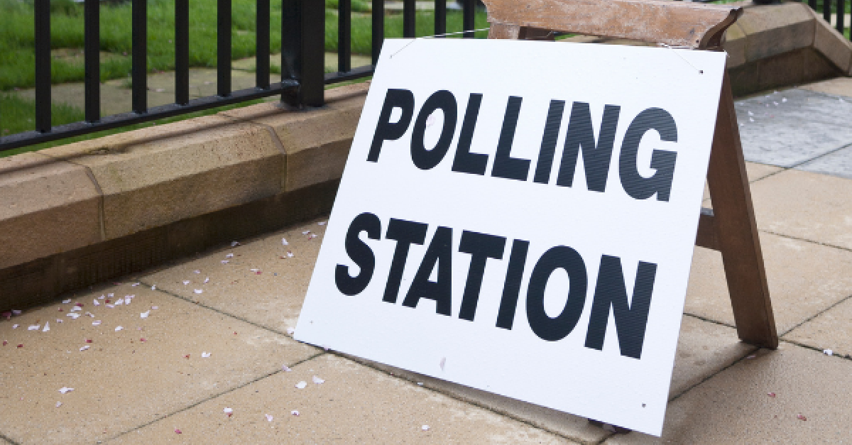 A sign outside a UK polling station