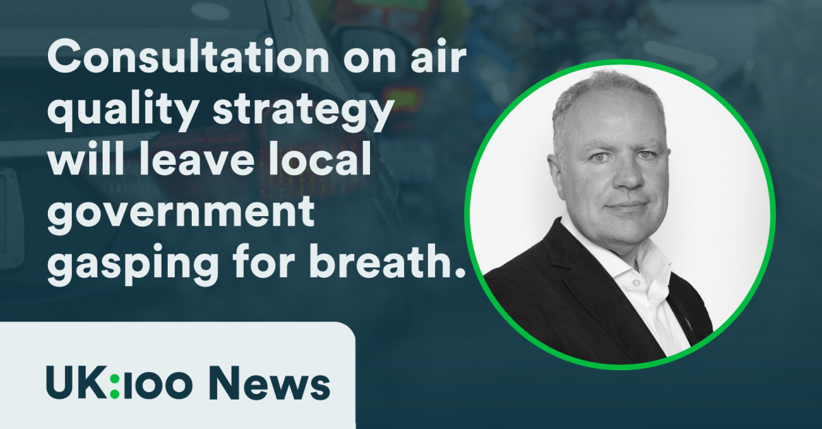 Graphic with article title reads: Consultation on air quality strategy will leave local government gasping for breath.