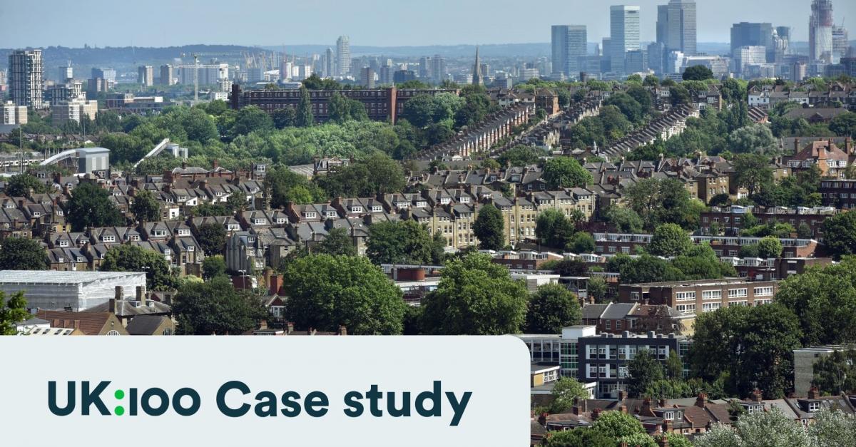 A view over the rooftops of Haringey neighbourhood Crouch End in London.