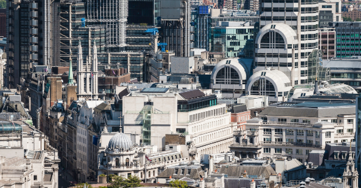 An overhead shot of London's "Square Mile"